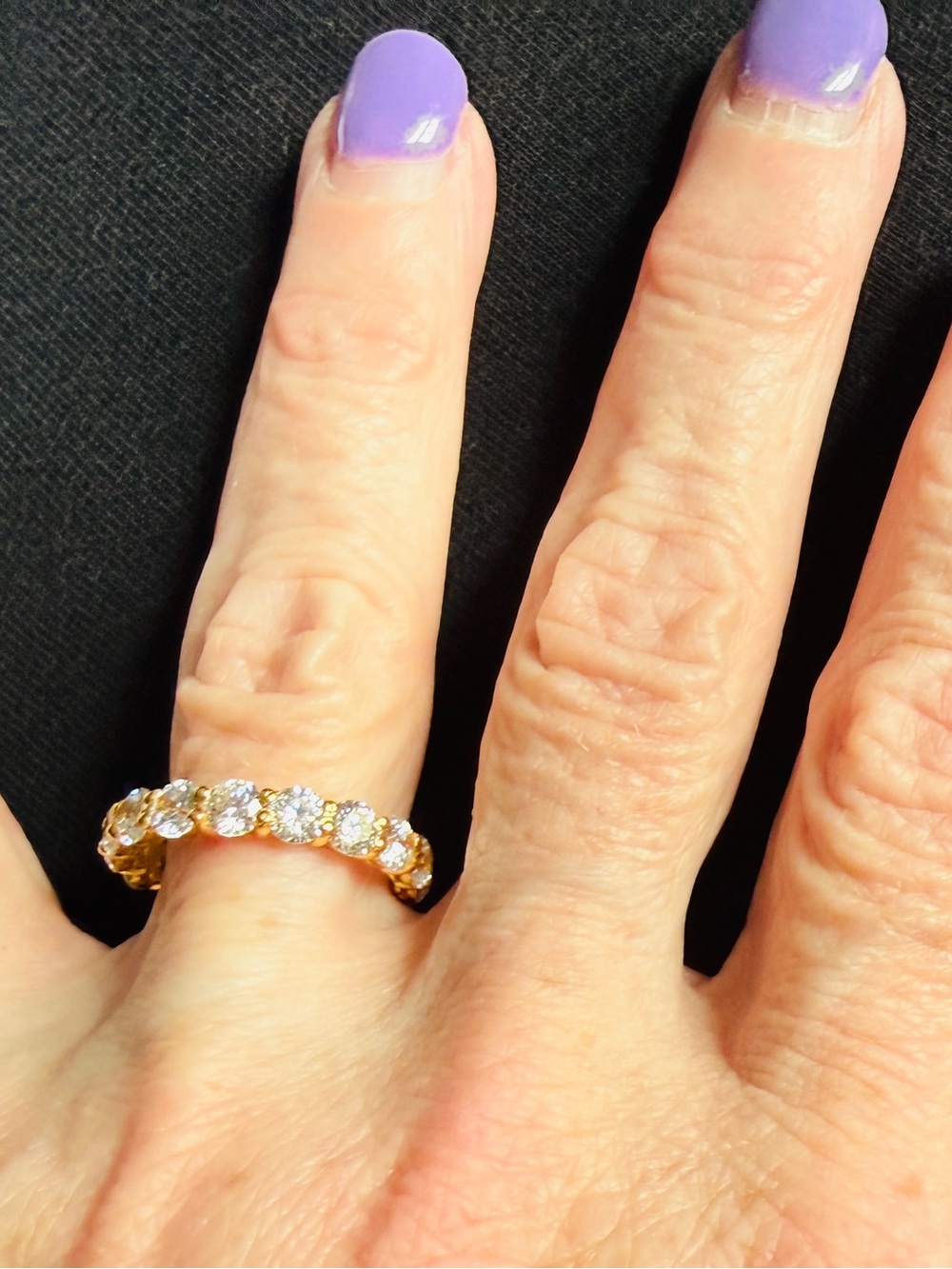 Gold Eternity Ring with Round Clear Stones - Elegant Gold Band